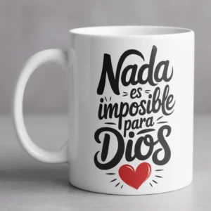 Taza Personalizada Nada Es Imposible Para Dios Blanco